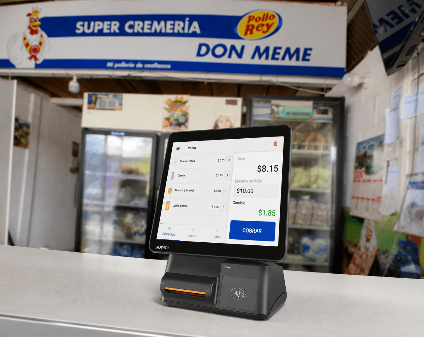 Vista previa del sistema de POS en Lácteos Don Meme
